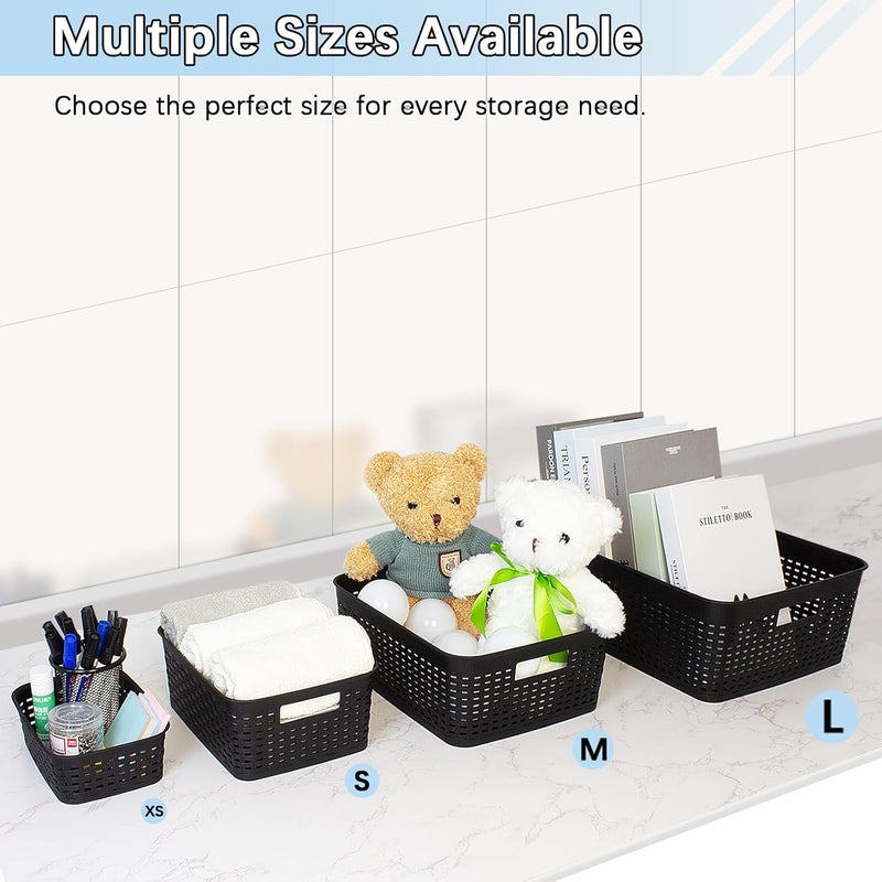 Soddeph Plastic Storage Baskets for Cabinets, Household Pantry Organization with Handle,Organizer Bins for Room,Bathrooms,Under-Sink,Kitchen (Black, S-5PACK) - Image 4